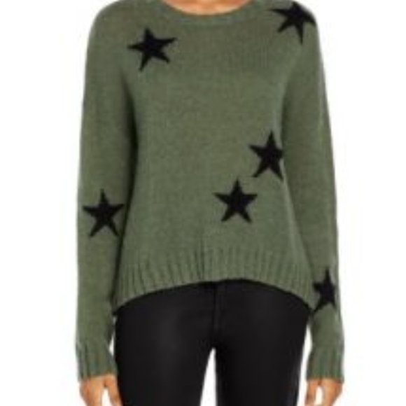 Rails Sweaters - Rails Perci Merino Wool Pullover Crew Neck Sweater Olive Black Stars $188 SMALL